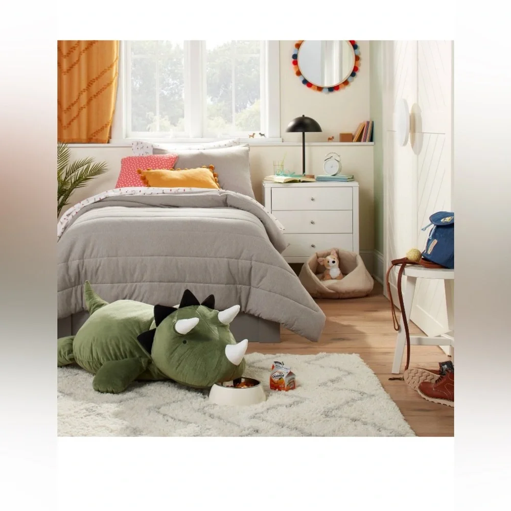 Pillowfort Twin Channel Jersey Kids’ Comforter Set l Gray